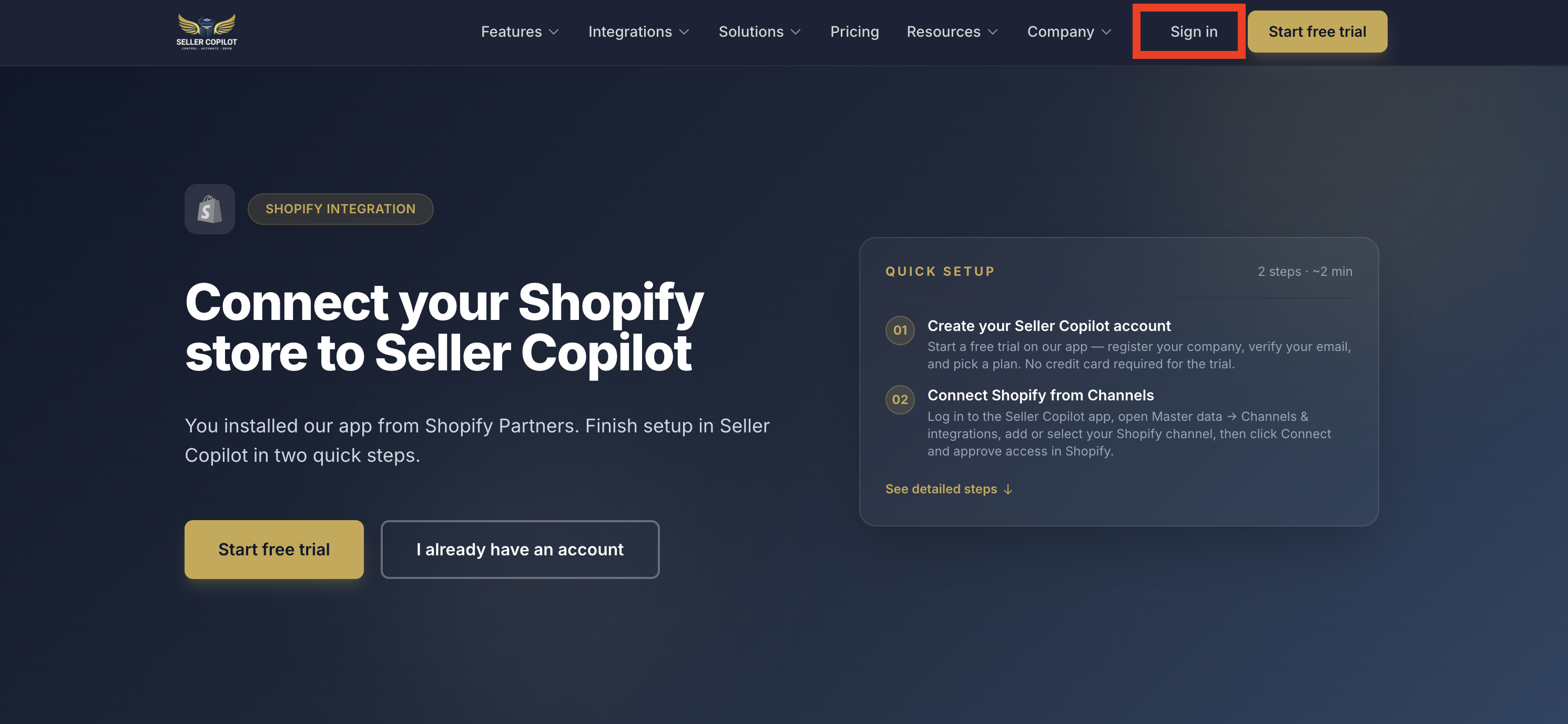 Illustration: Seller Copilot sign-up screen